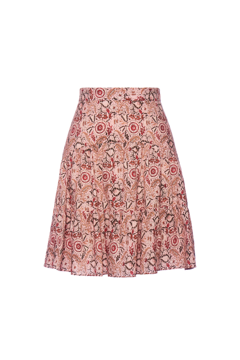 Riviera Skirt Pink Batik Sand Washed Silk