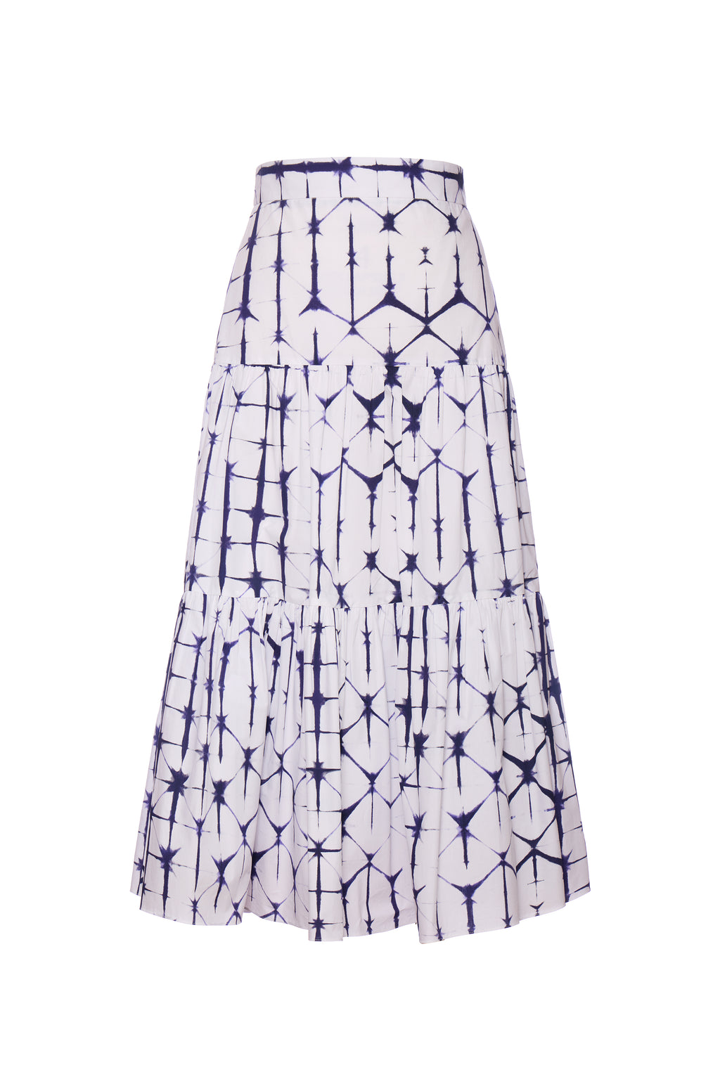 Tiered Midi Skirt -  Plum Shibori