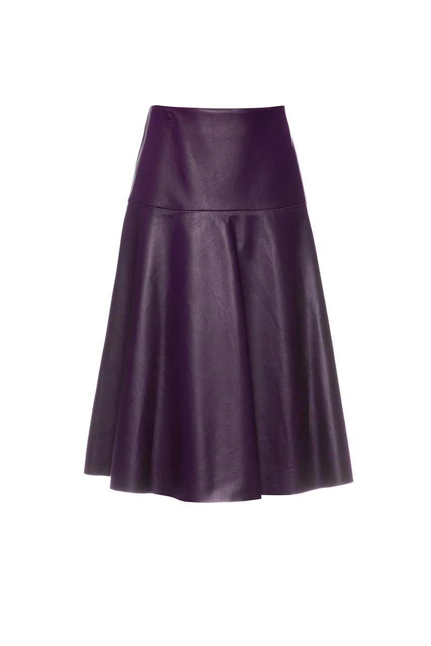 Leather Fit and Flare Skirt - Blackberry