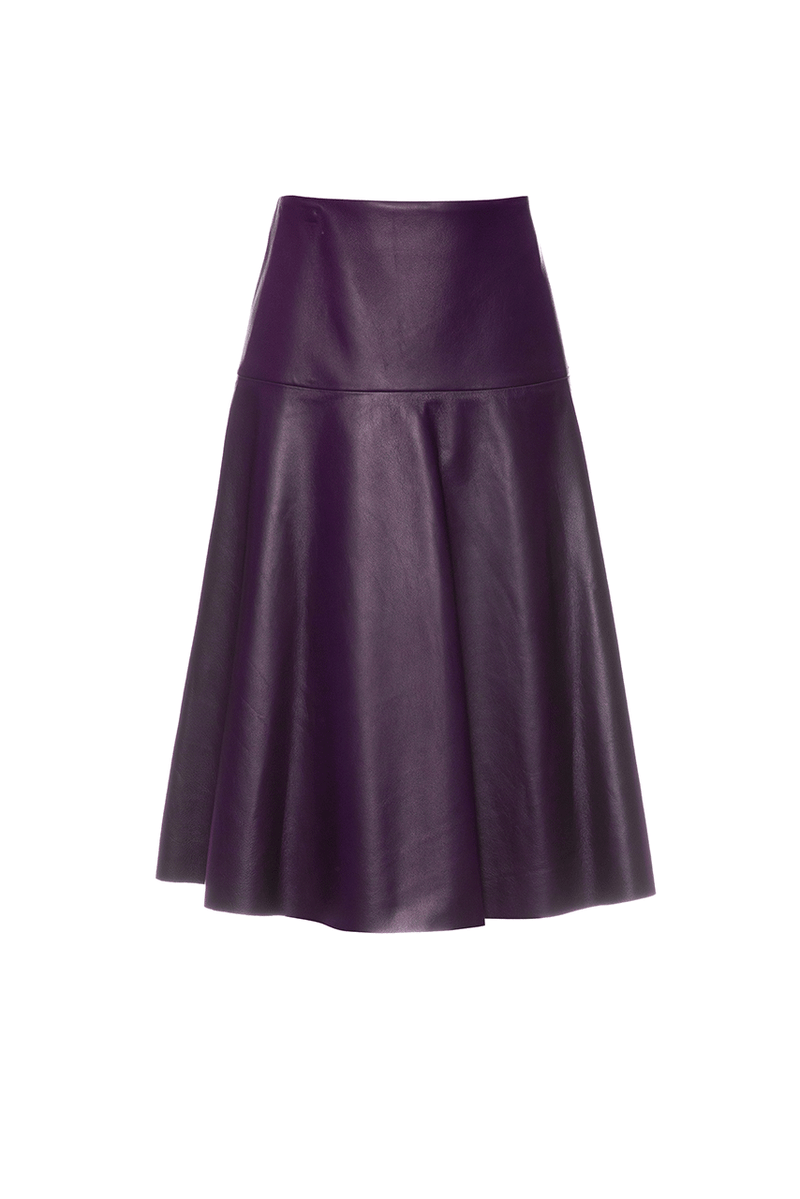 Leather Fit and Flare Skirt - Blackberry