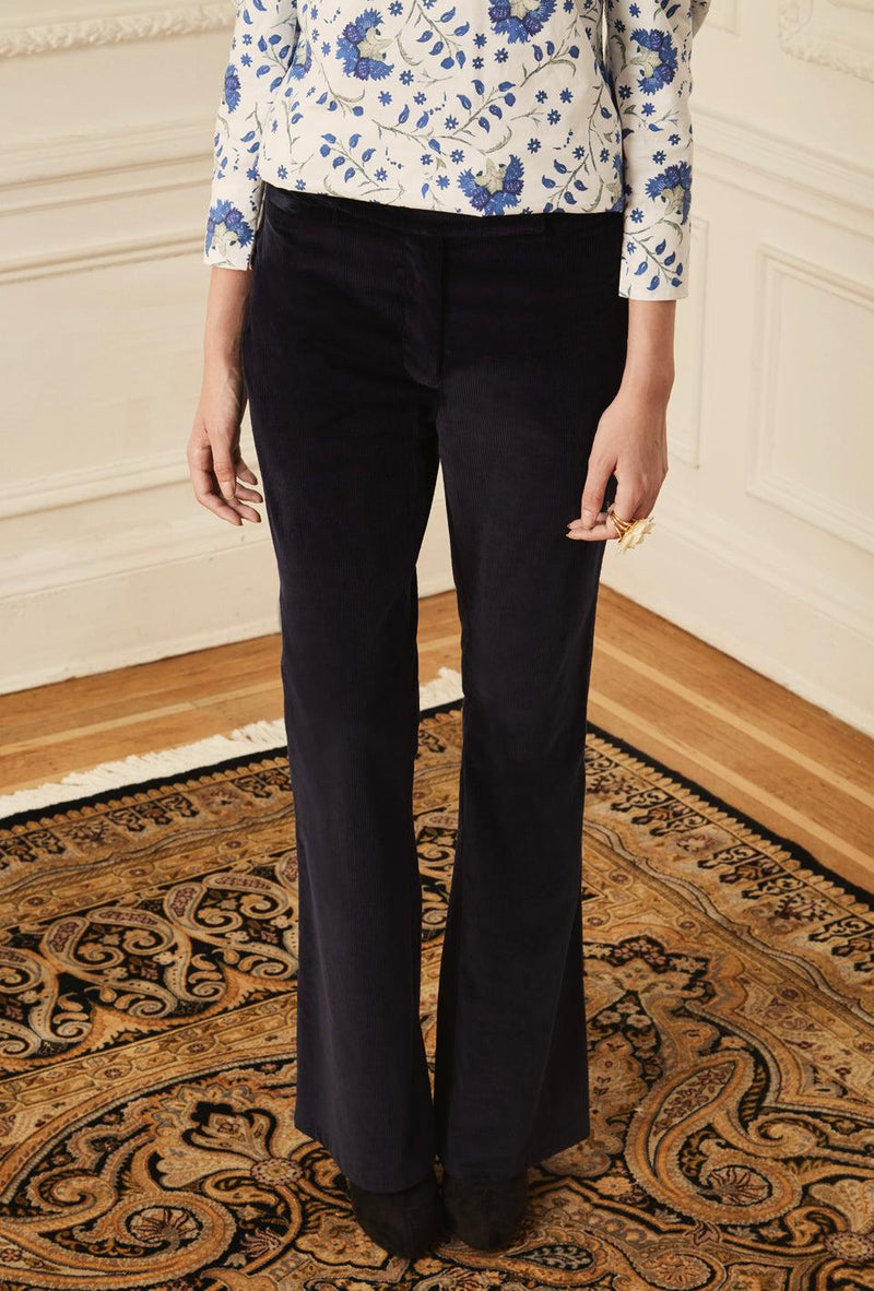 High Waist Corduroy Pant - Navy