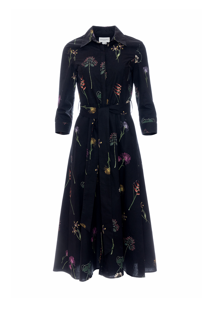 Hepburn Shirt Dress - Black Frida's Garden