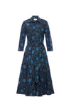 Hepburn Dress Navy Floral Batik Poplin