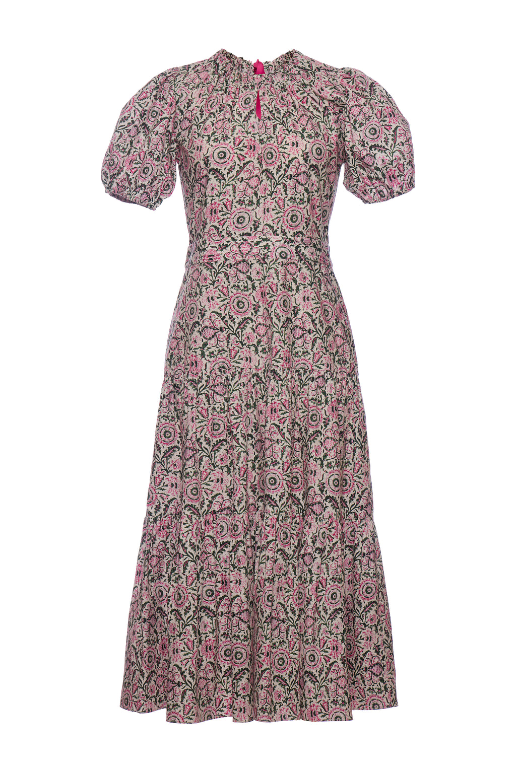 Bardot Dress Magenta Batik Poplin