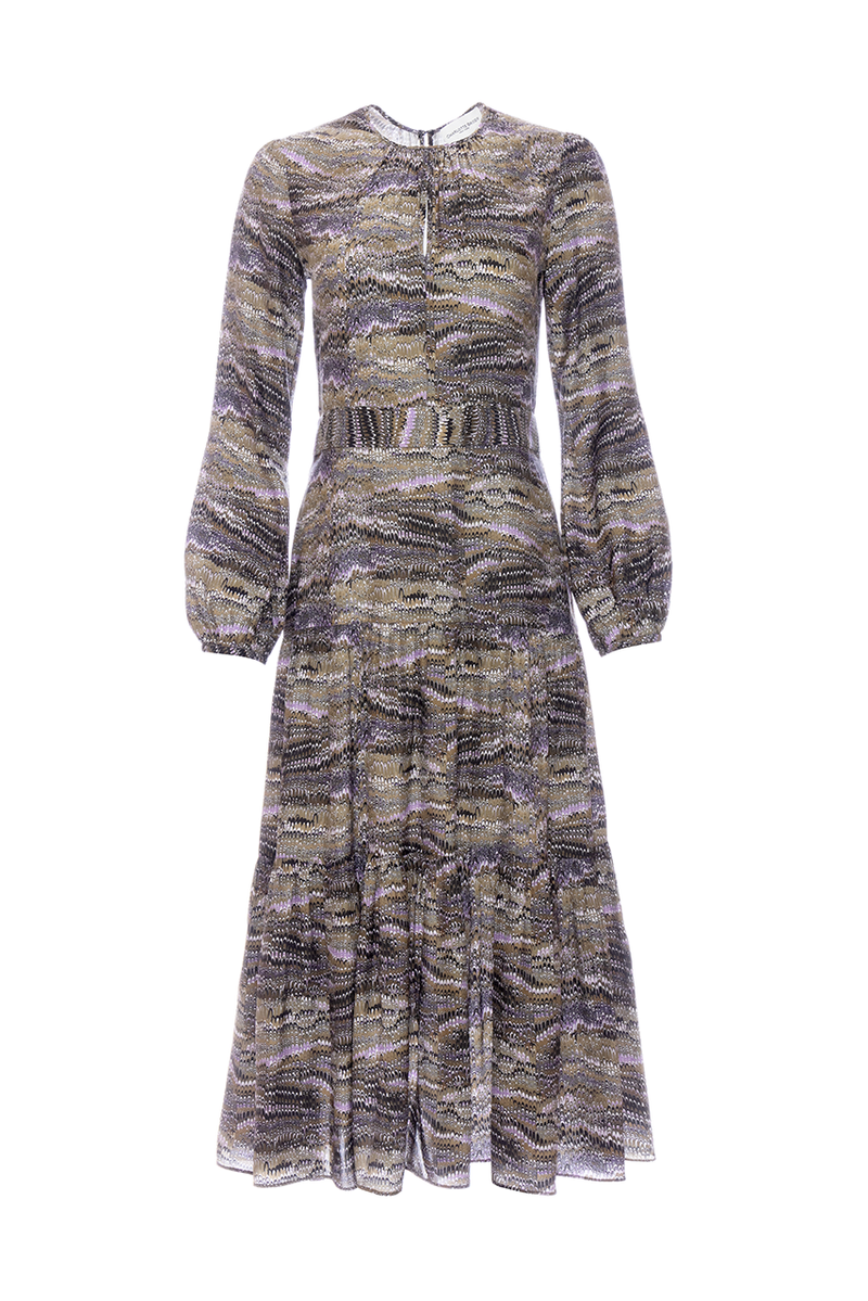 Keyhole Midi Dress - Beige Feathering