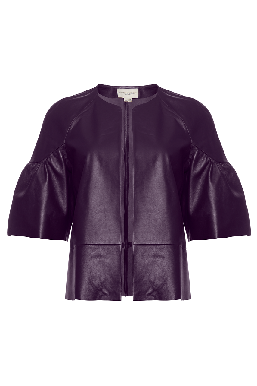 Leather Petal Jacket - Blackberry