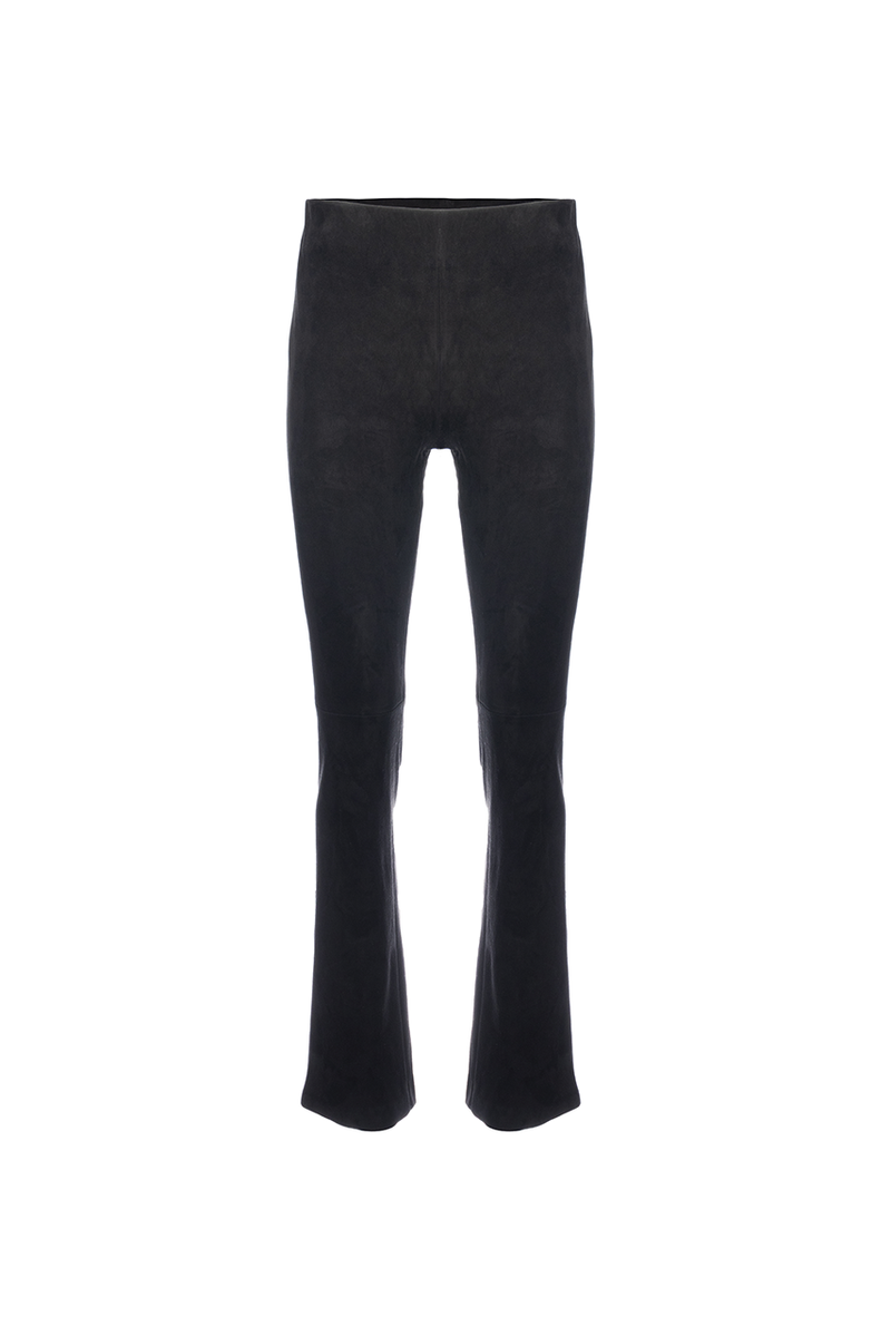 Full Length Suede Flare Pant - Black