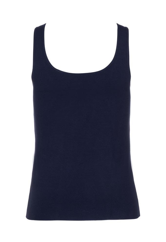 High Low Knit Tank - Navy