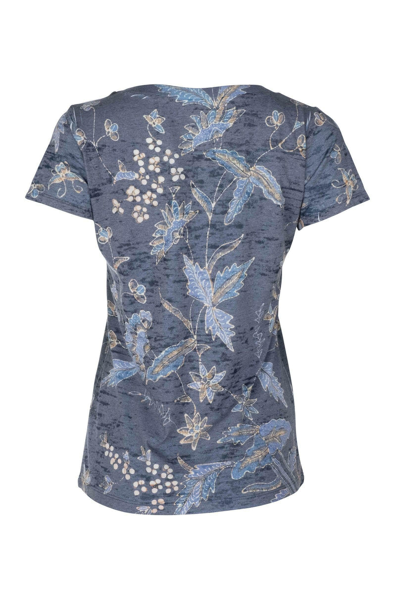 Burnout Tee - Navy Jasmine Batik