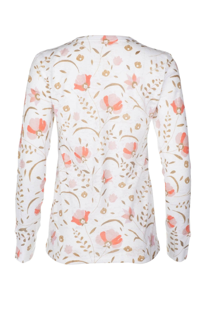 Long Sleeve Waffle Burnout Tee - Blush Cottage Garden