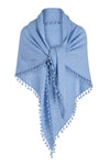 Pom Pom Scarf - Light Blue