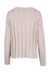 Wide Rib V Neck Sweater - Champagne