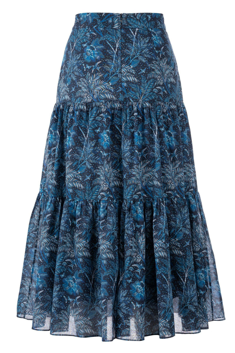 Tiered Midi Skirt - Navy Desert Oasis