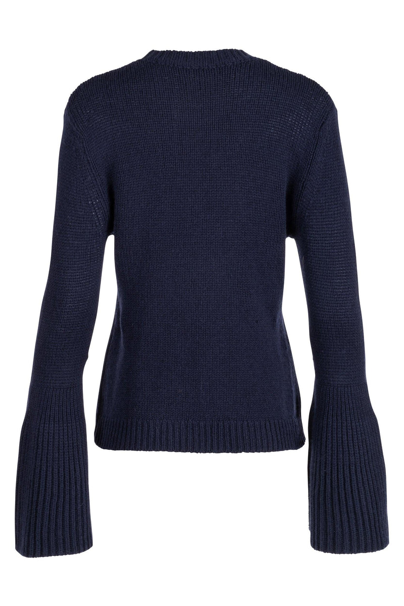 Trumpet Sleeve Sweater - Navy