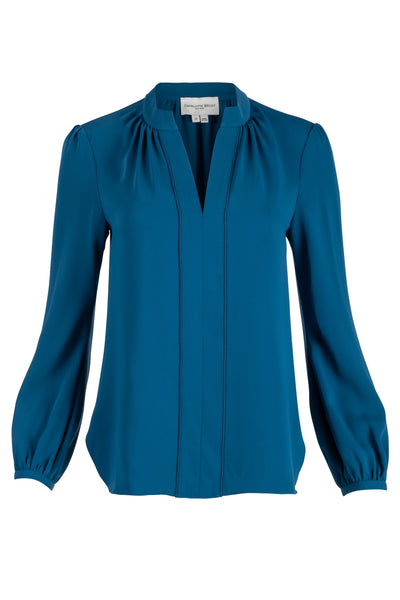 Long Sleeve Gathered Blouse - Teal – Charlotte Brody