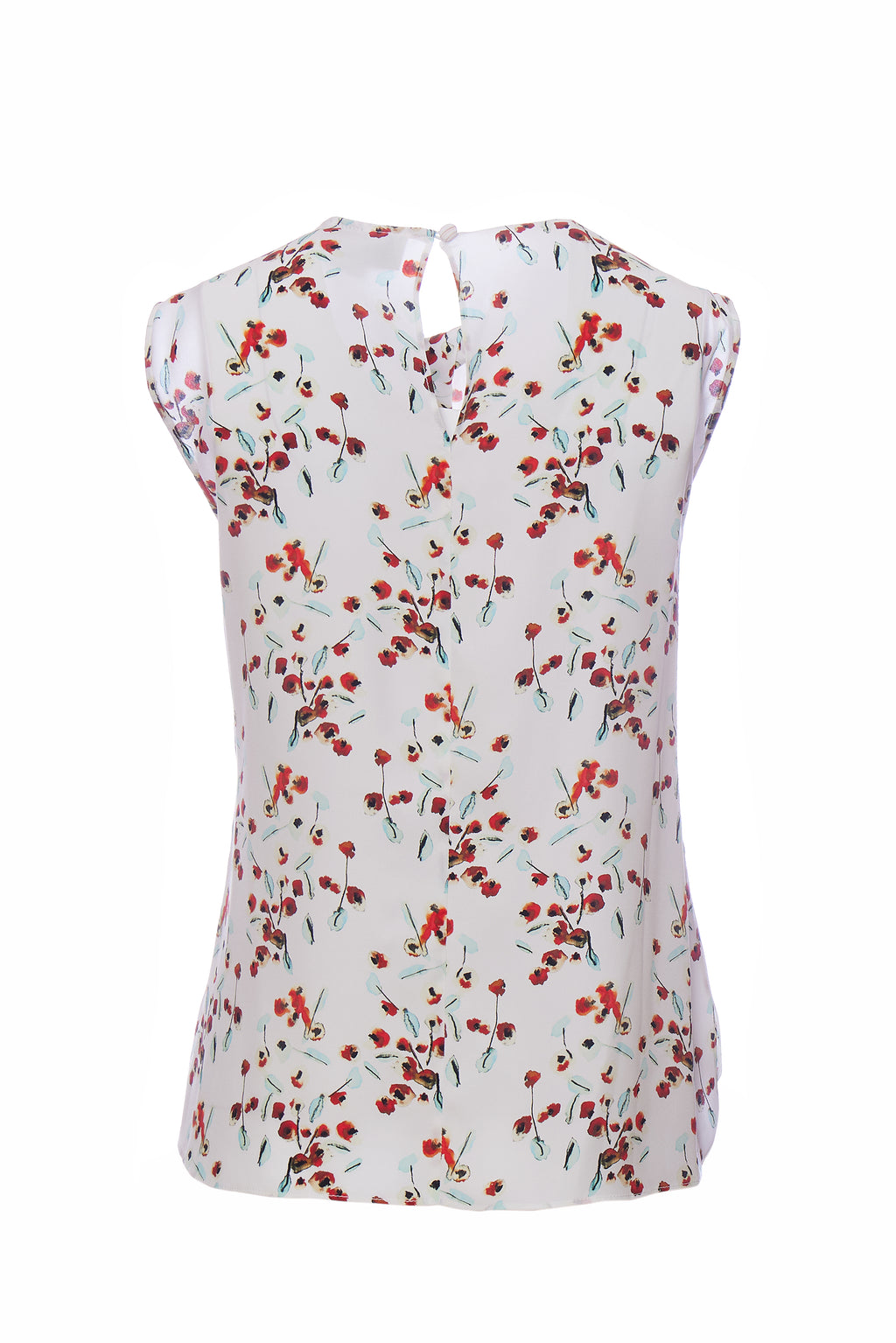 Sleeveless Ginger Blouse - Red Watercolor Floral