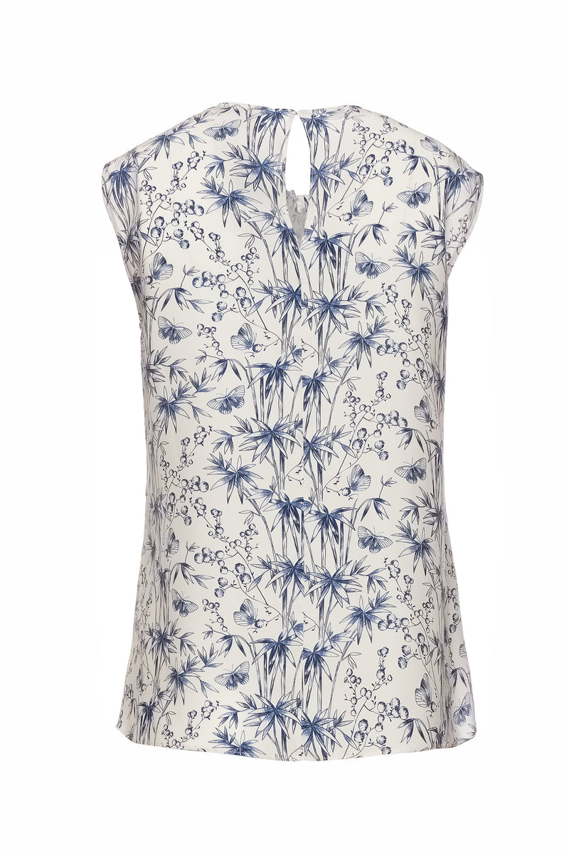 Sleeveless Ginger Blouse - Navy Butterfly