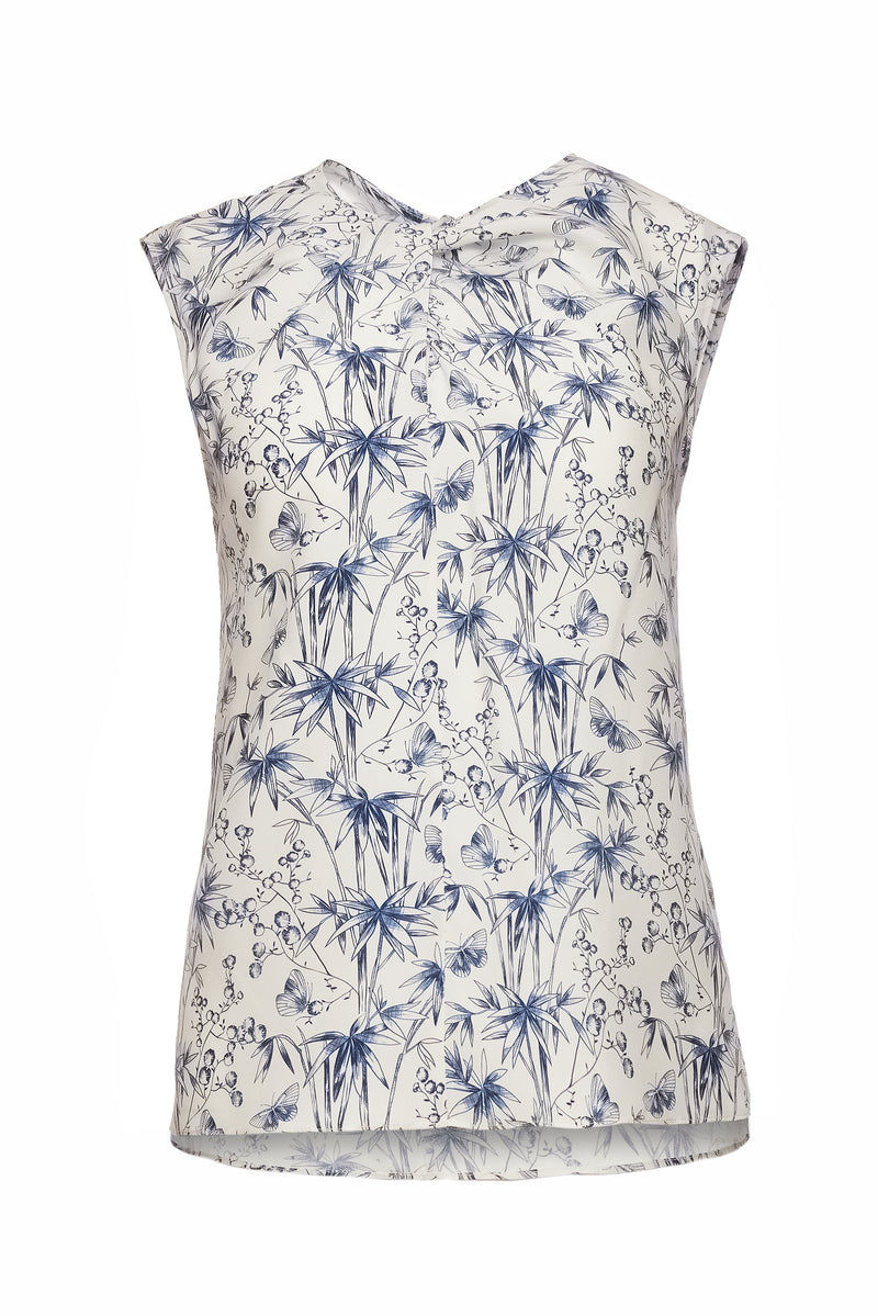 Sleeveless Ginger Blouse - Navy Butterfly