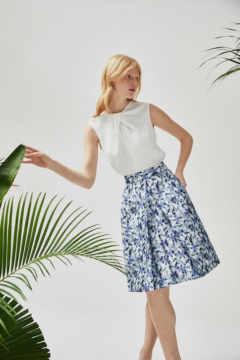 Kick Pleat Skirt - Blue Mirage