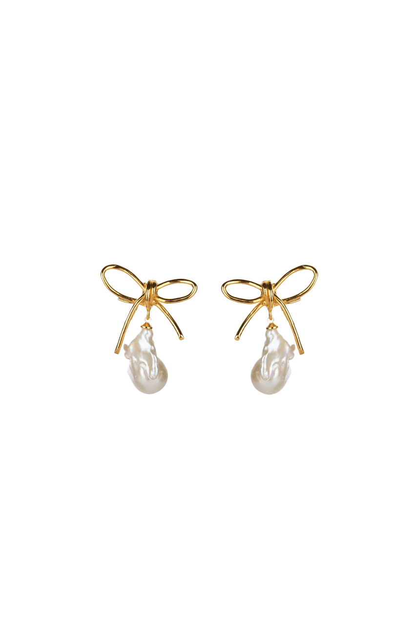 Bow & Pearl Drop Earrings