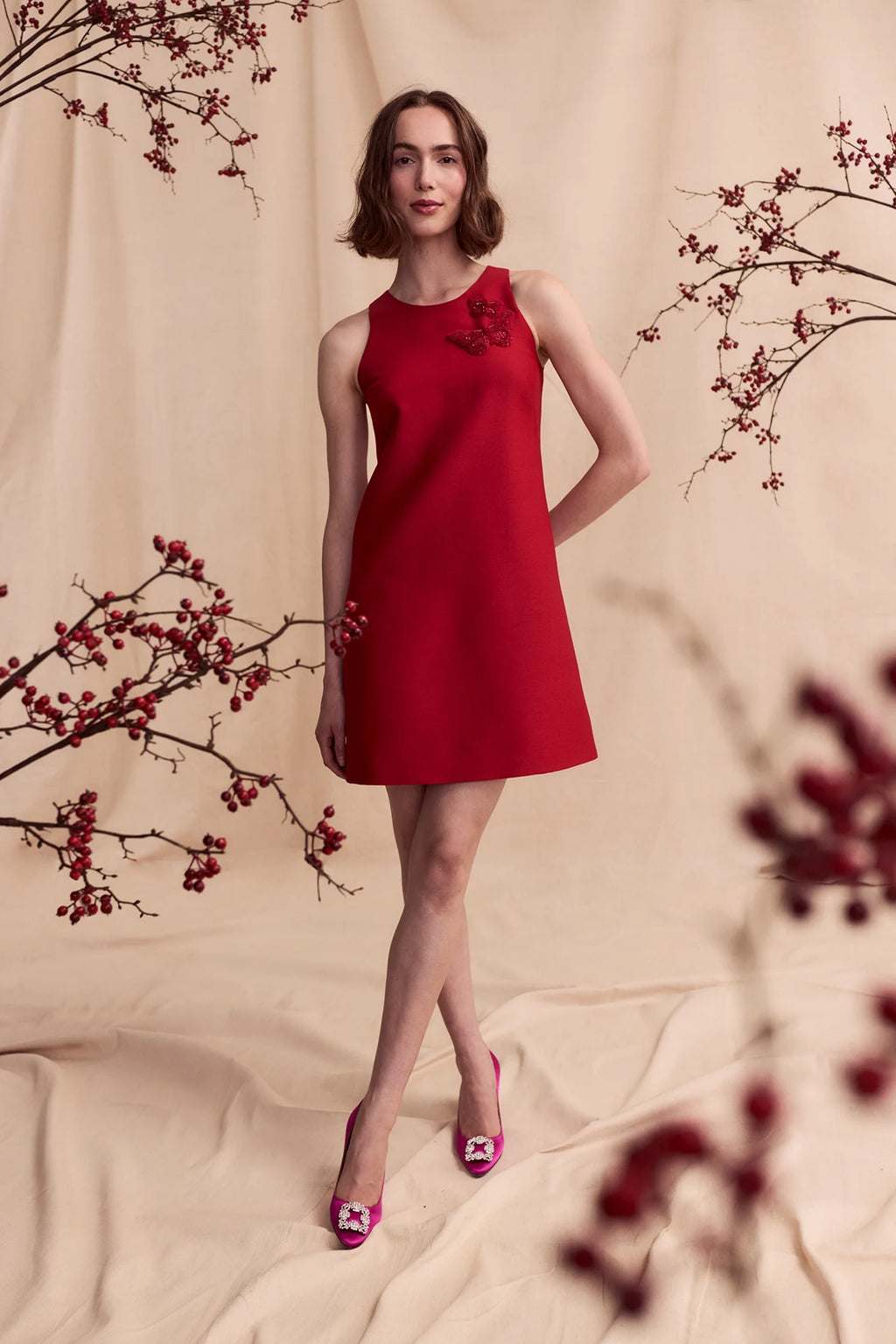 Trapeze Dress in Matte Silk Wool