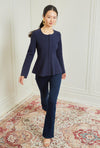 Flare Knit Blazer - Navy