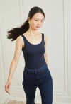 High Low Knit Tank - Navy