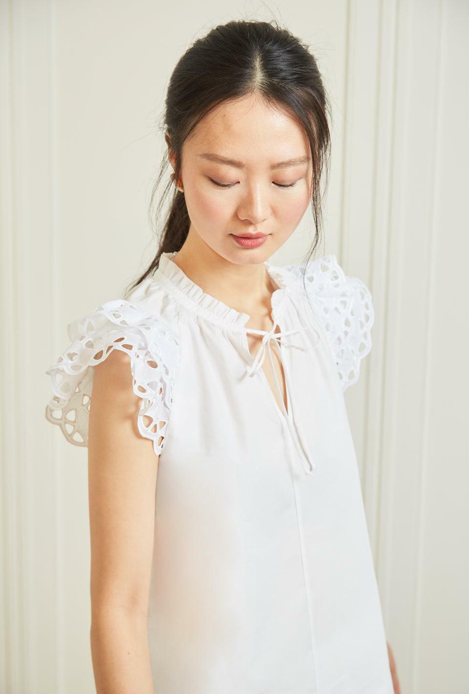 Butterfly Blouse - White Poplin