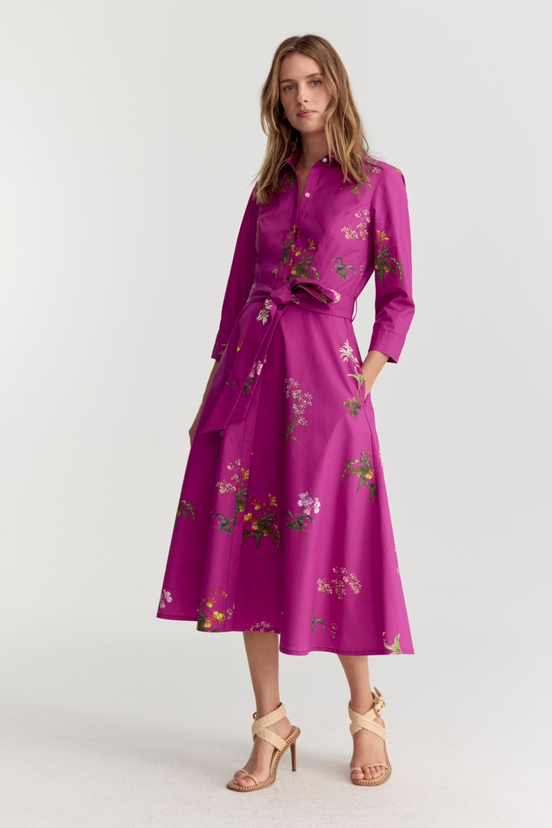 Hepburn Dress Fuchsia Orchid Poplin