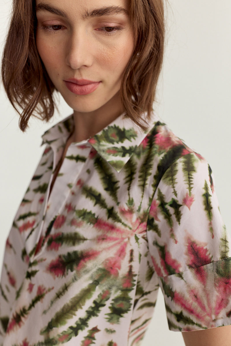 Prado Blouse Pink Tie Dye Poplin