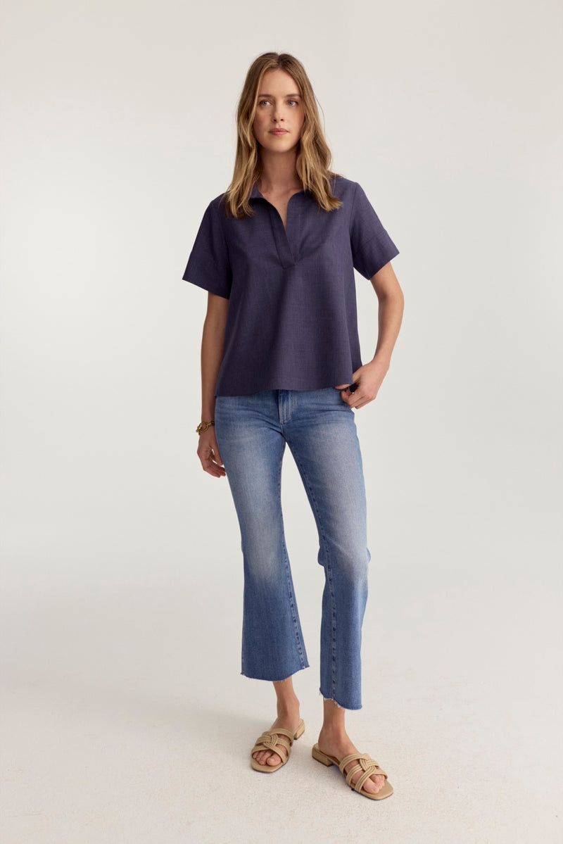 Prado Blouse Navy Poplin