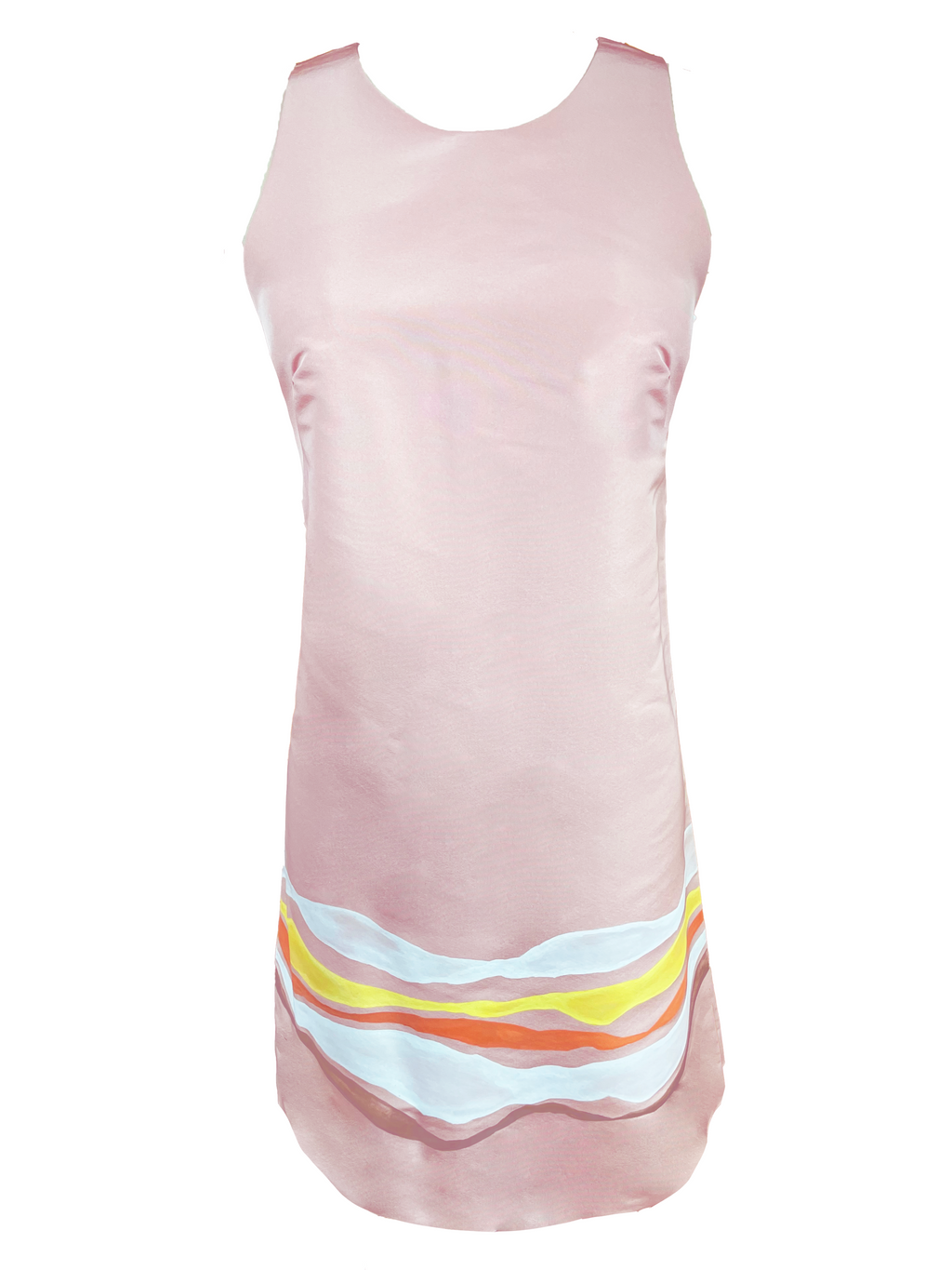 Trapeze Dress - Blush w/ Wave Painting