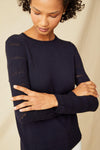 Pointelle Sweater - Navy