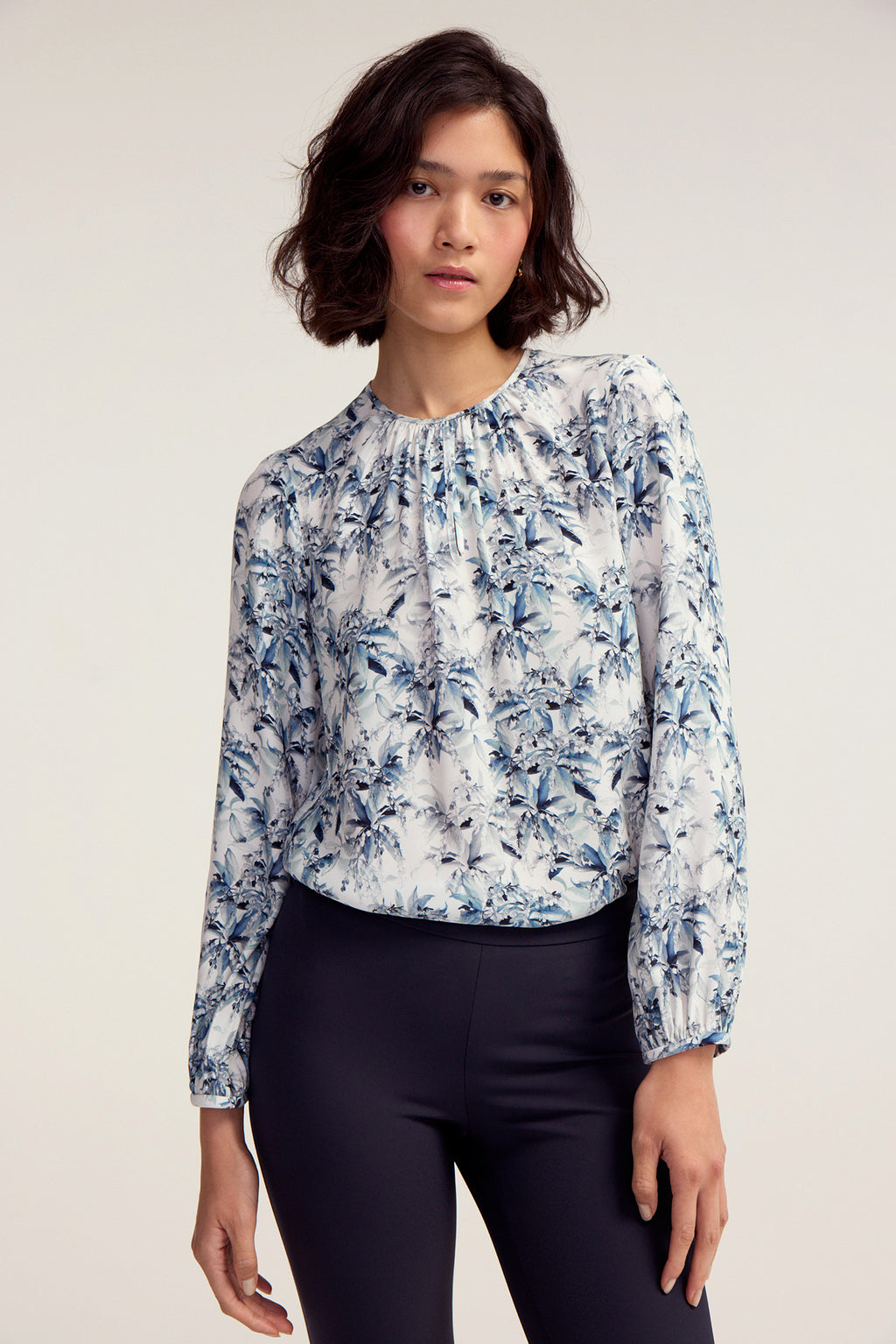 Keyhole Blouse - Blue Lily