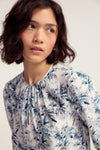 Keyhole Blouse - Blue Lily