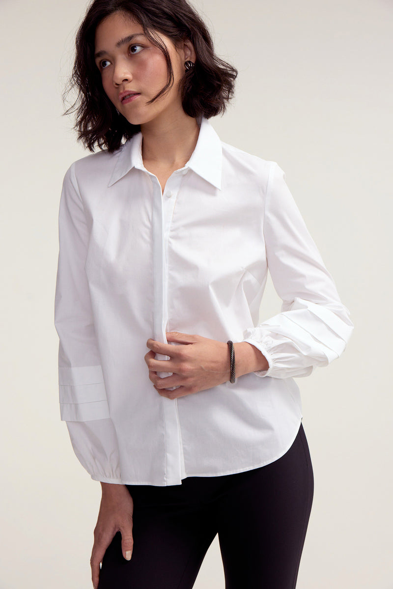 Trio Tuck Blouse - White