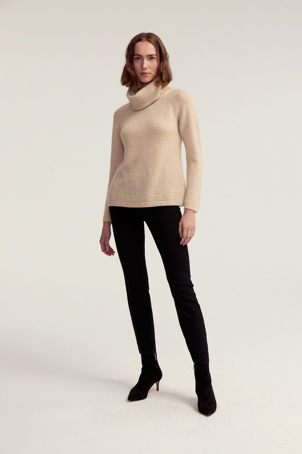 Funnel Neck Sweater - Beige