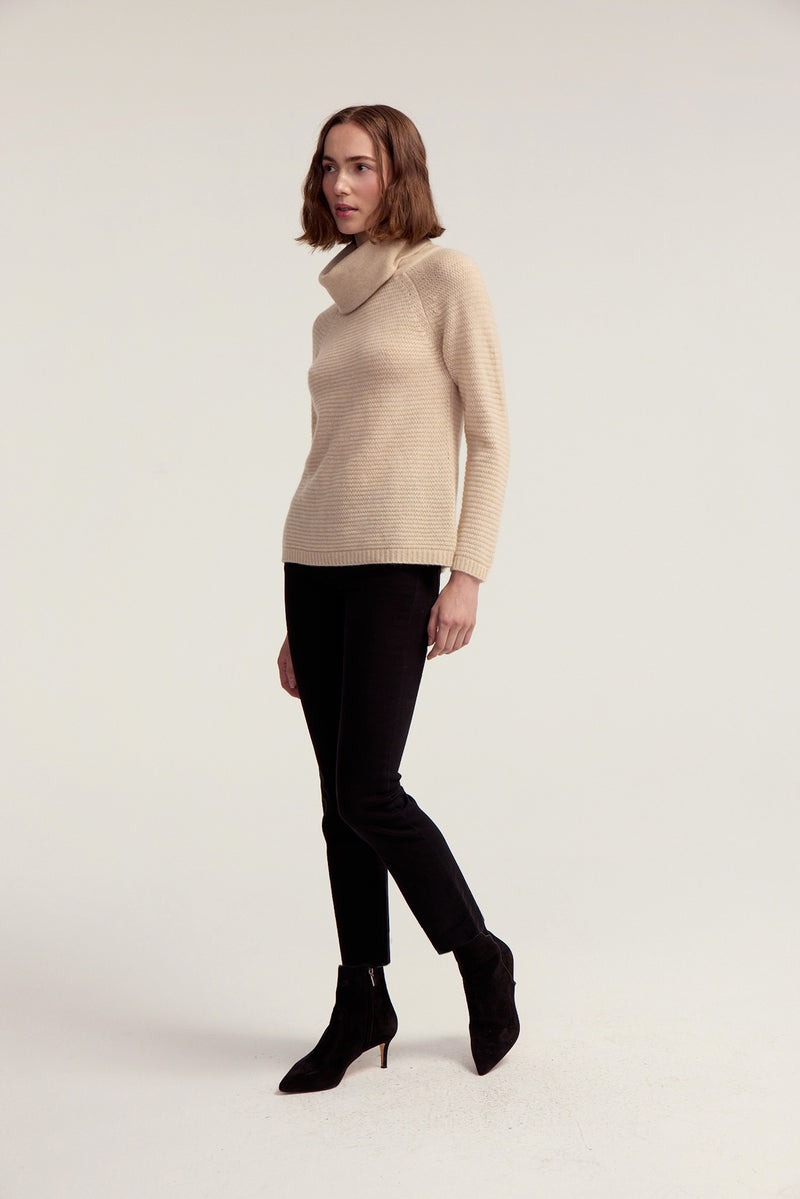 Funnel Neck Sweater - Beige