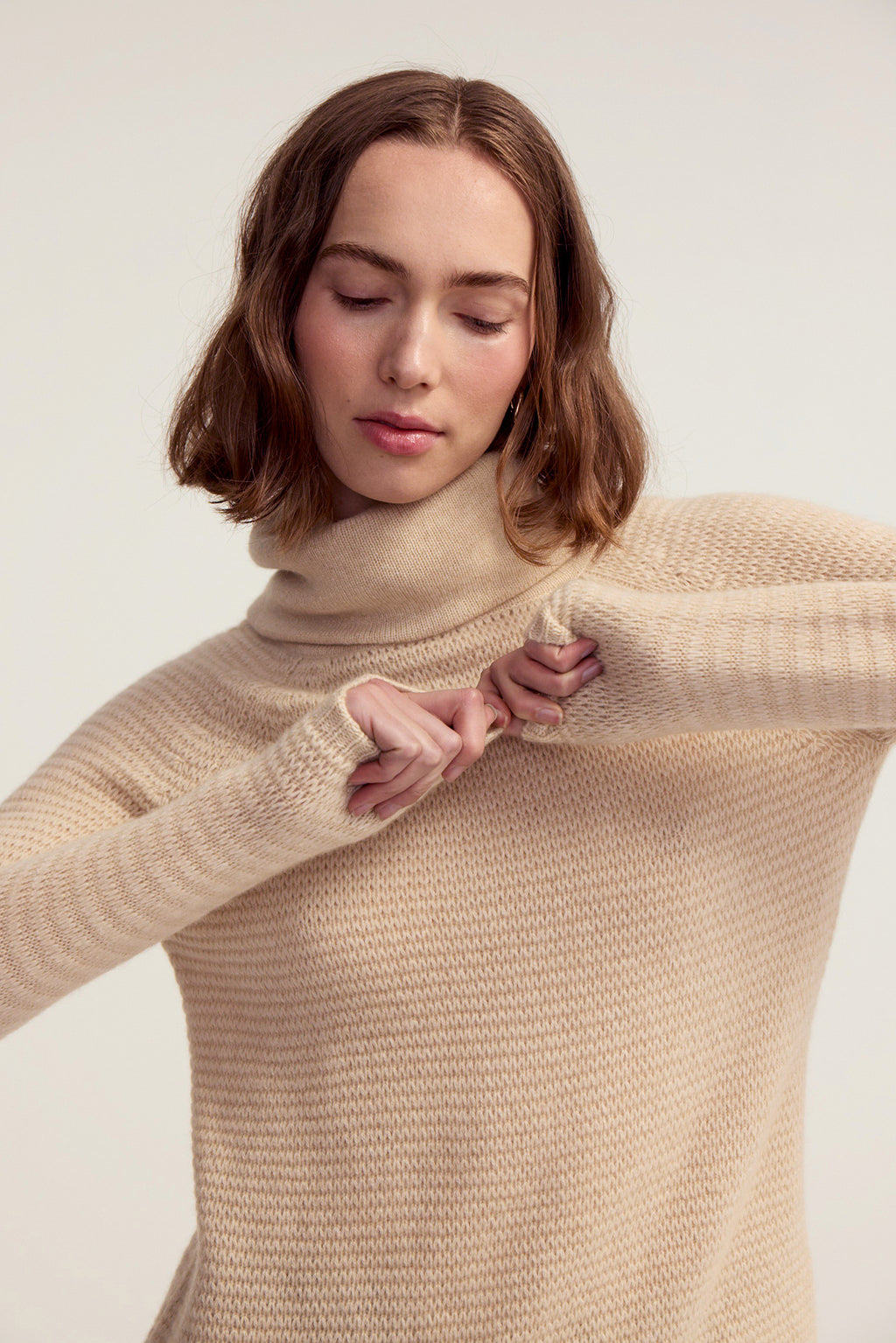 Funnel Neck Sweater - Beige