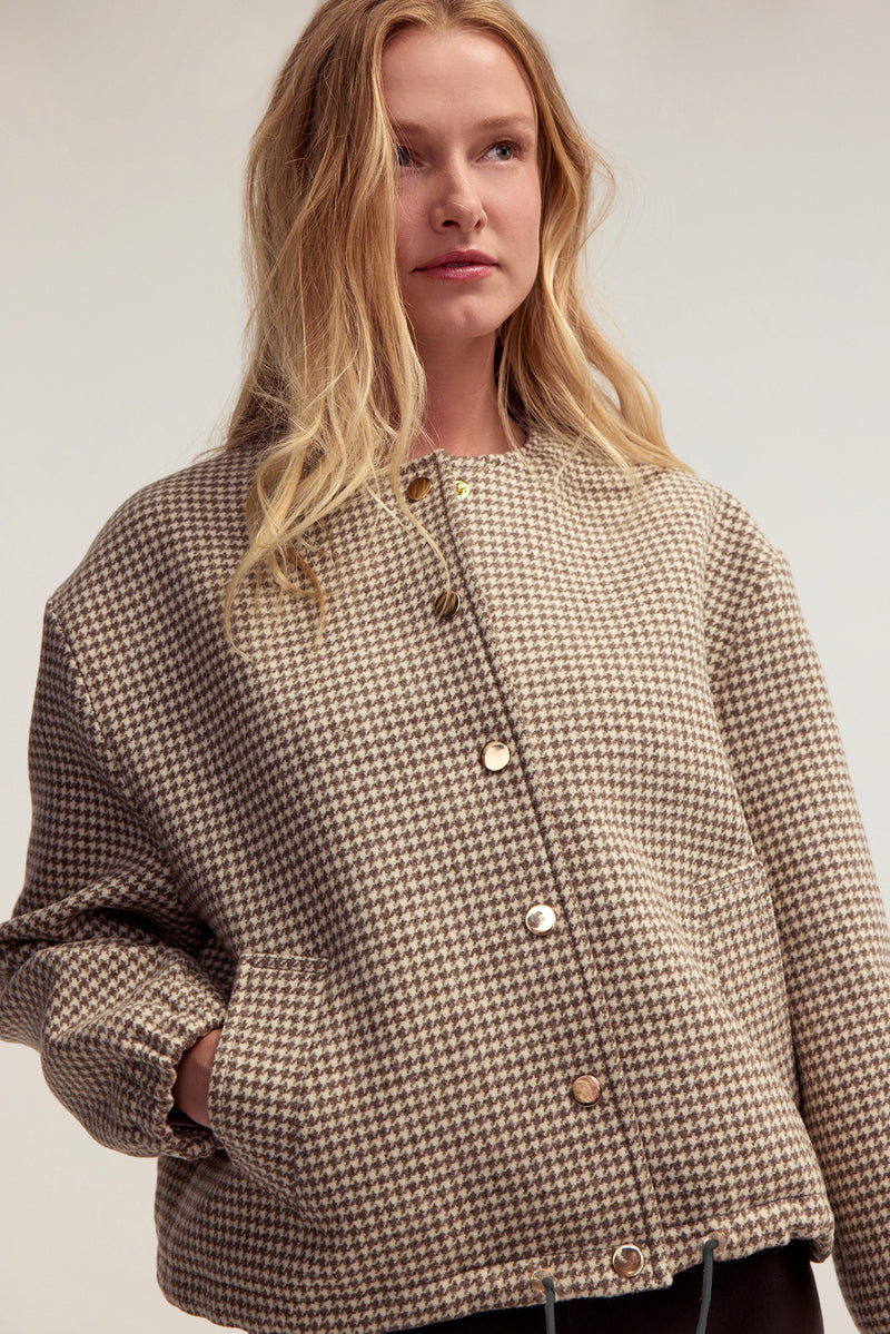 Fielder Jacket - Beige Houndstooth