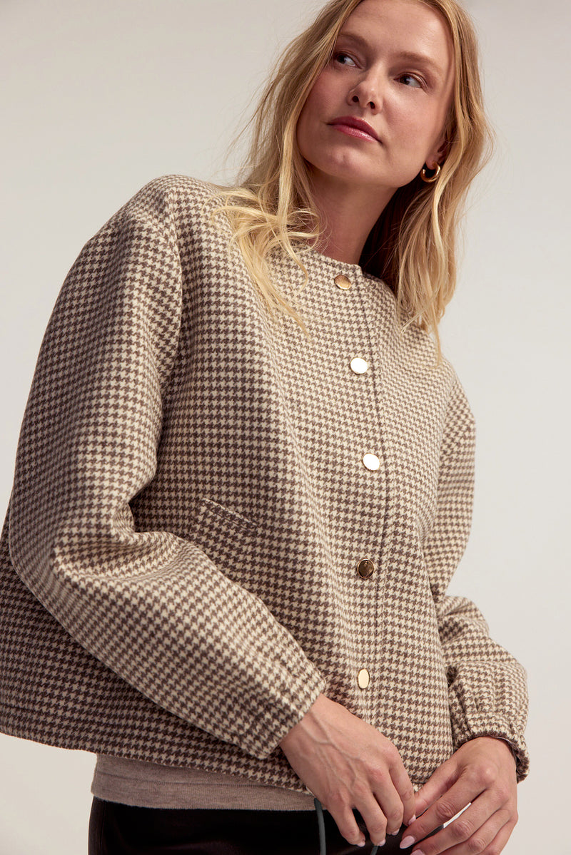 Fielder Jacket - Beige Houndstooth