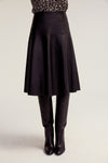 Leather Fit and Flare Skirt - Black