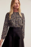 Keyhole Blouse - Black Flores