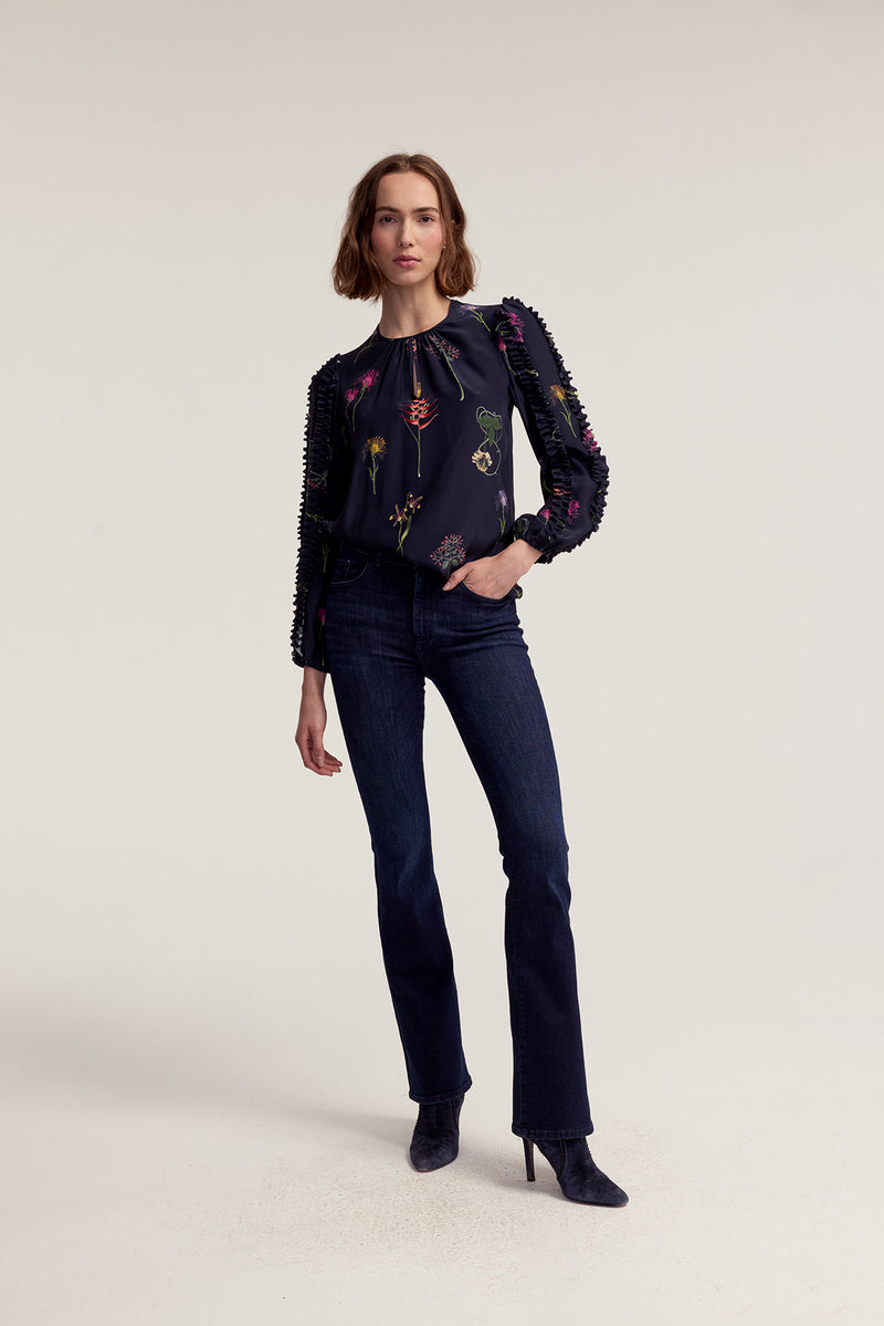 Gardenia Blouse - Navy Frida's Garden