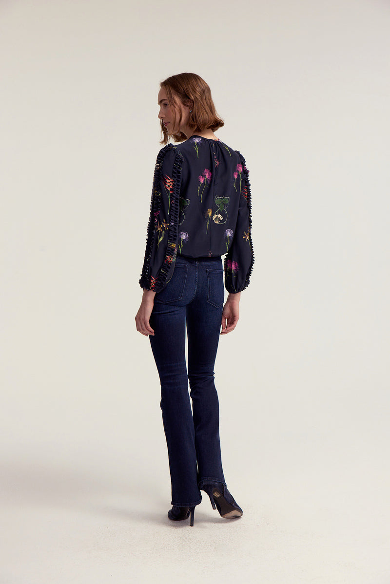 Gardenia Blouse - Navy Frida's Garden