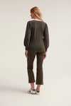 Ruched Long Sleeve Sweater - Olive