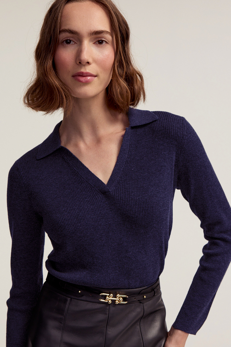 Polo Sweater - Navy