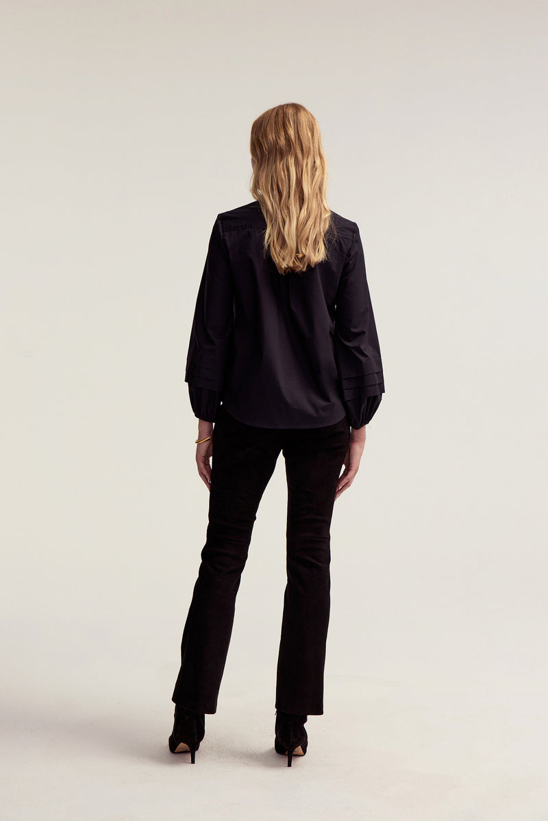 Full Length Suede Flare Pant - Black