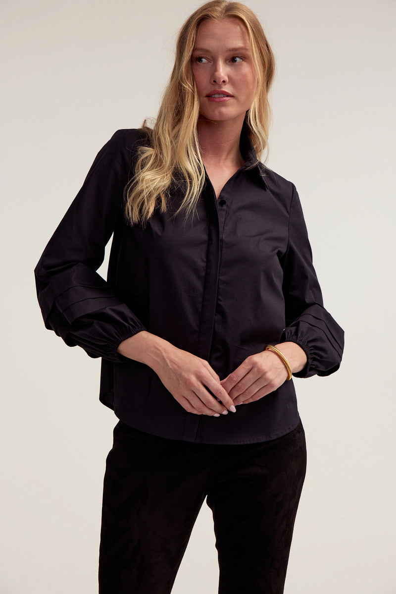 Trio Tuck Blouse - Black