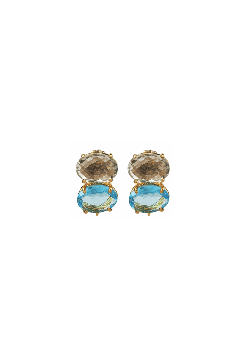 Double Stone Stud Earrings